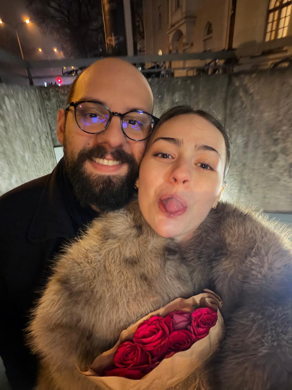 By the cabin in the snow